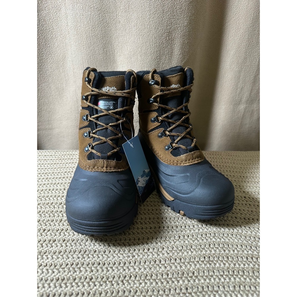 NextPath Mens Brown Black Insulated Winter Snow Boots 3M Thinsulate Size 7